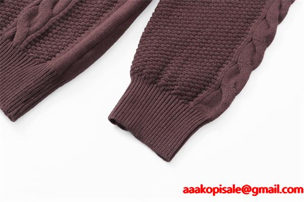 ケーブル編み LOUIS VUITTON ルイヴィトン コピー ニット ブラウン クルーネック 秋冬