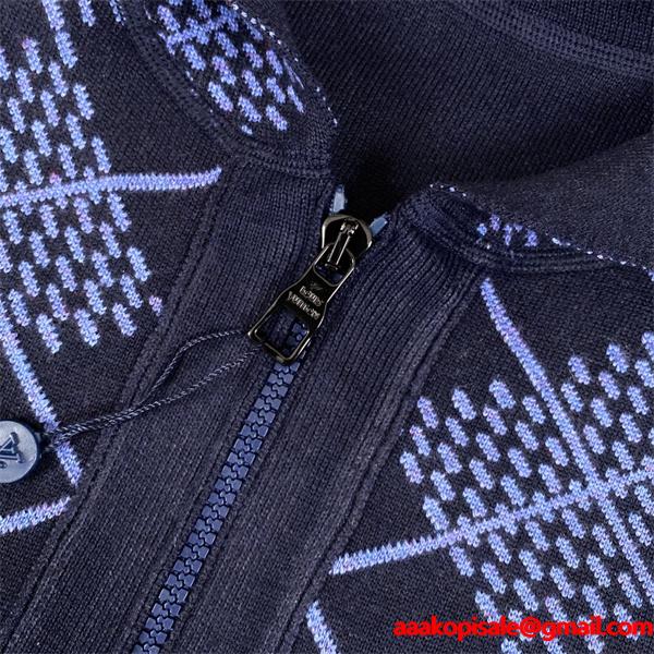 2025秋冬 ニット LOUIS VUITTON ルイヴィトン コピー ジャケット ネイビー ジップタイプ