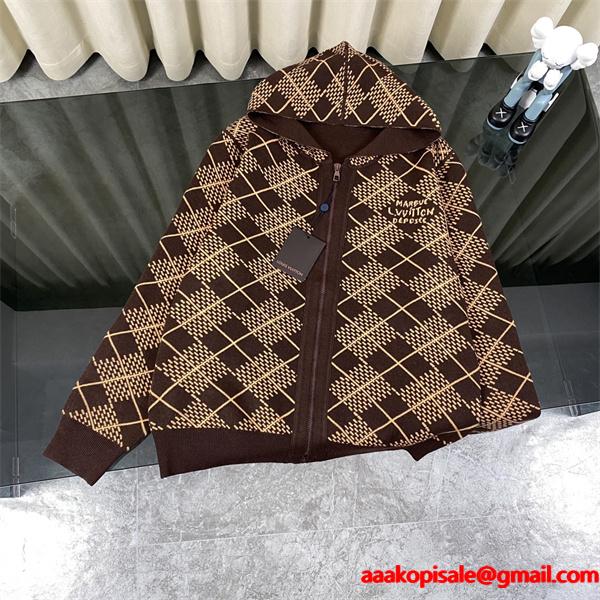 2025秋冬 ニット LOUIS VUITTON ルイヴィトン コピー ジャケット ネイビー ジップタイプ