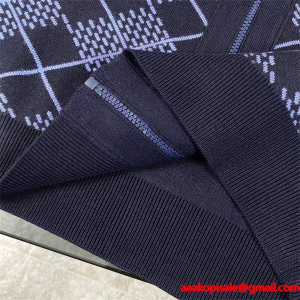 2025秋冬 ニット LOUIS VUITTON ルイヴィトン コピー ジャケット ネイビー ジップタイプ