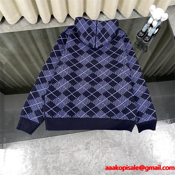 2025秋冬 ニット LOUIS VUITTON ルイヴィトン コピー ジャケット ネイビー ジップタイプ