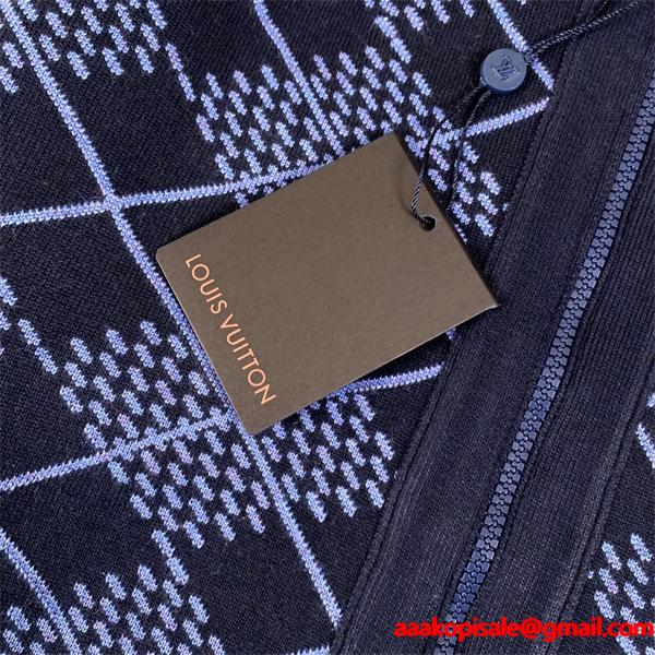 2025秋冬 ニット LOUIS VUITTON ルイヴィトン コピー ジャケット ネイビー ジップタイプ