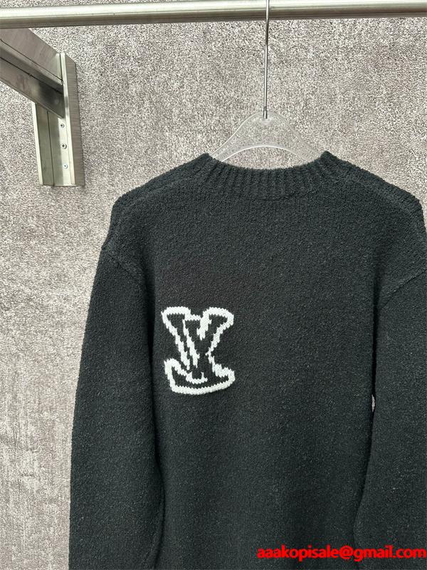 ロゴニット ブラック クルーネック メンズ お洒落 LOUIS VUITTON ルイヴィトン 偽物