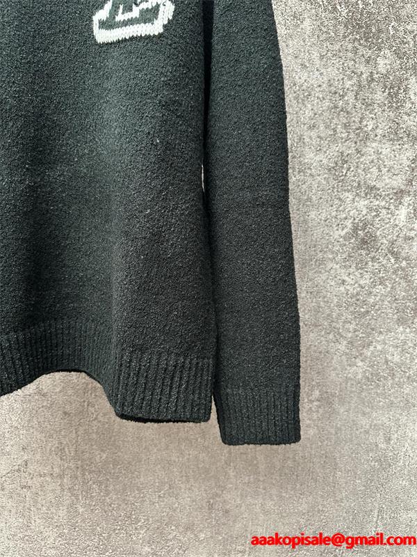 ロゴニット ブラック クルーネック メンズ お洒落 LOUIS VUITTON ルイヴィトン 偽物