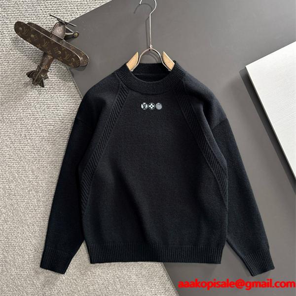 LOUIS VUITTON ルイヴィトン コピー ワンポイント ニット ブラック おすすめ 新登場