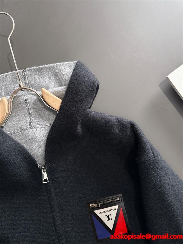 フード付き LOUIS VUITTON ルイヴィトン スーパーコピー ニットパーカー グレー 当店イチオシ