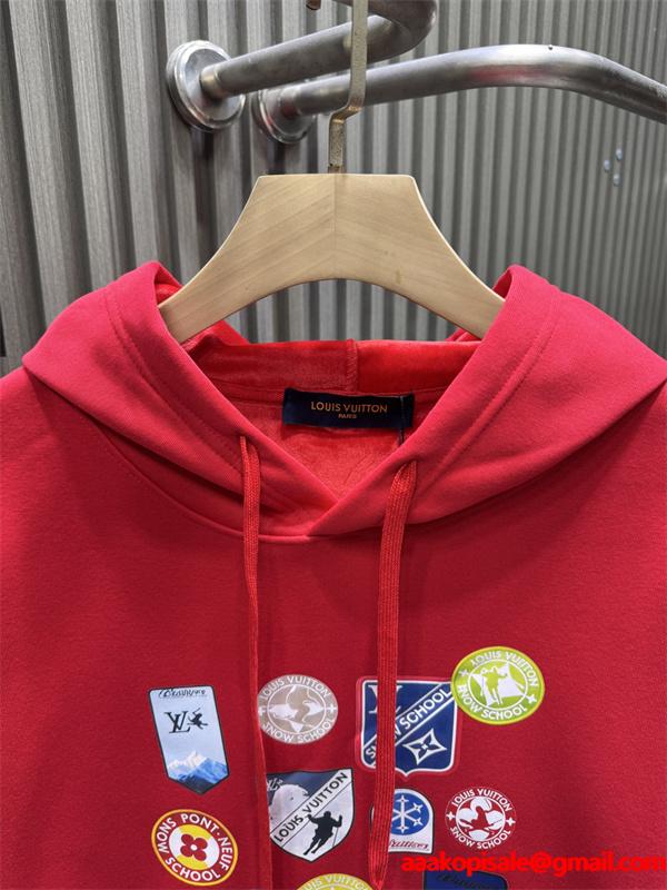 プリント パーカー ブラック 2025秋冬必須アイテム LOUIS VUITTON ルイヴィトン コピー