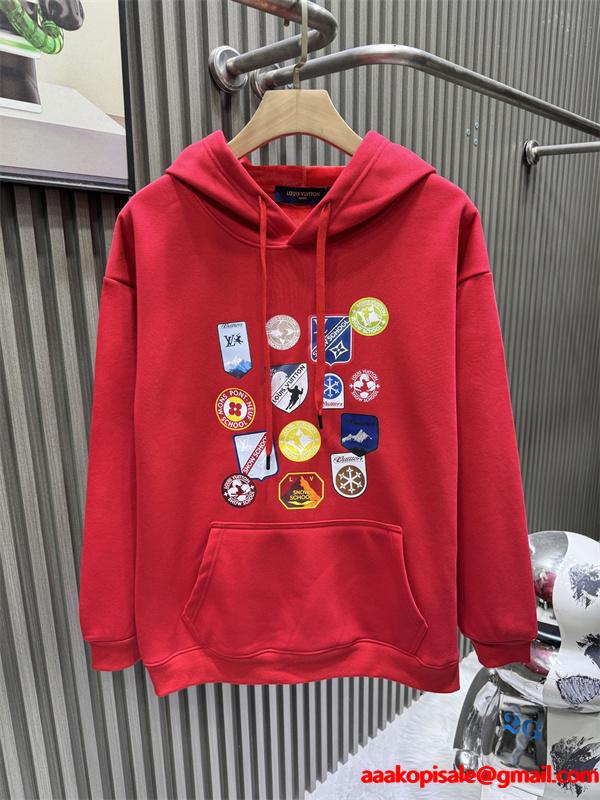 プリント パーカー ブラック 2025秋冬必須アイテム LOUIS VUITTON ルイヴィトン コピー