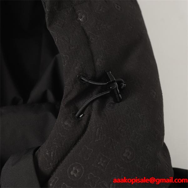  ダウンジャケット ブラック フード付き 防寒 2025秋冬 LOUIS VUITTON ルイヴィトン 偽物