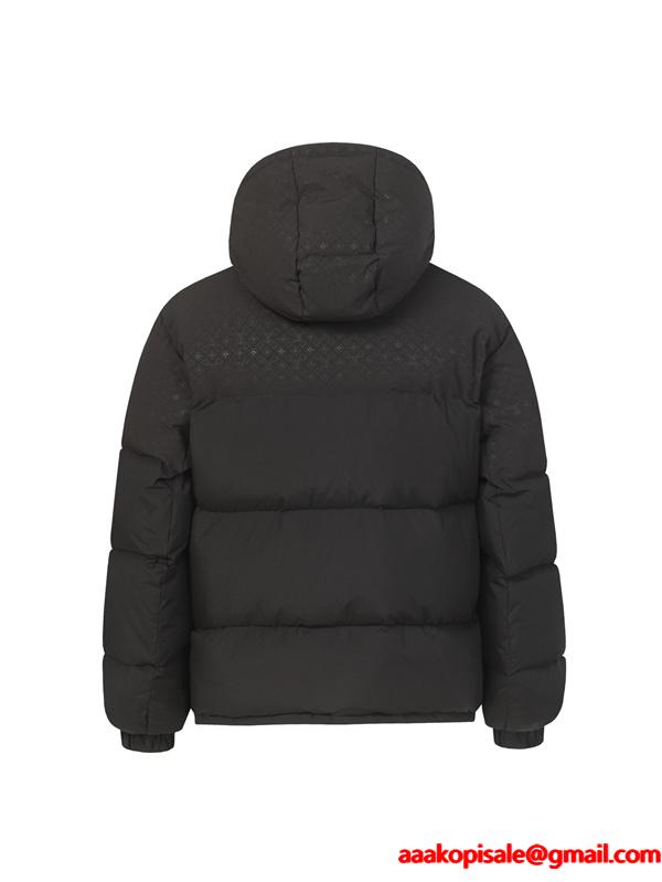  ダウンジャケット ブラック フード付き 防寒 2025秋冬 LOUIS VUITTON ルイヴィトン 偽物