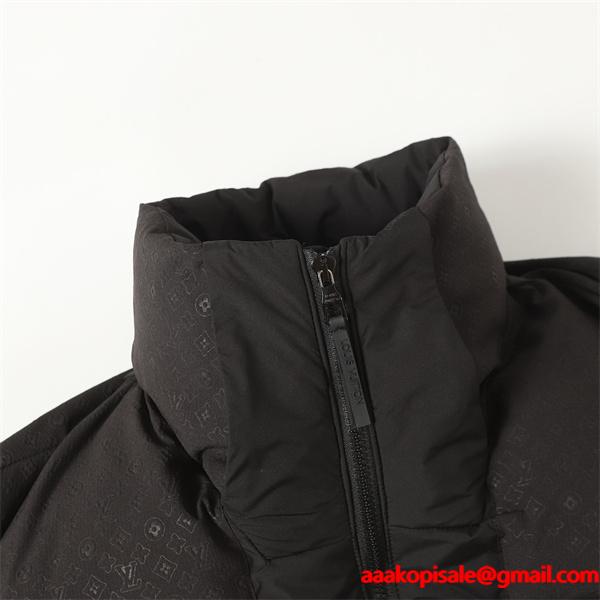  ダウンジャケット ブラック フード付き 防寒 2025秋冬 LOUIS VUITTON ルイヴィトン 偽物