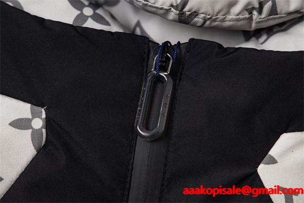 LOUIS VUITTON ルイヴィトン コピー ダウンジャケット ホワイト×ブラック フード 秋冬コーデ