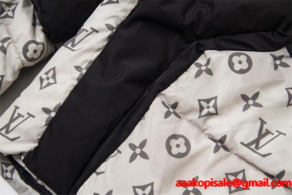 LOUIS VUITTON ルイヴィトン コピー ダウンジャケット ホワイト×ブラック フード 秋冬コーデ