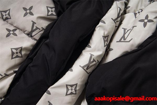 LOUIS VUITTON ルイヴィトン コピー ダウンジャケット ホワイト×ブラック フード 秋冬コーデ