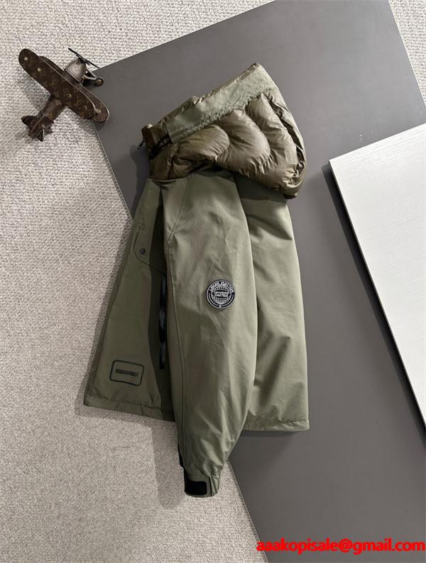 LOUIS VUITTON ルイヴィトン コピー ダウンジャケット カーキ フード付き 中綿 モード系