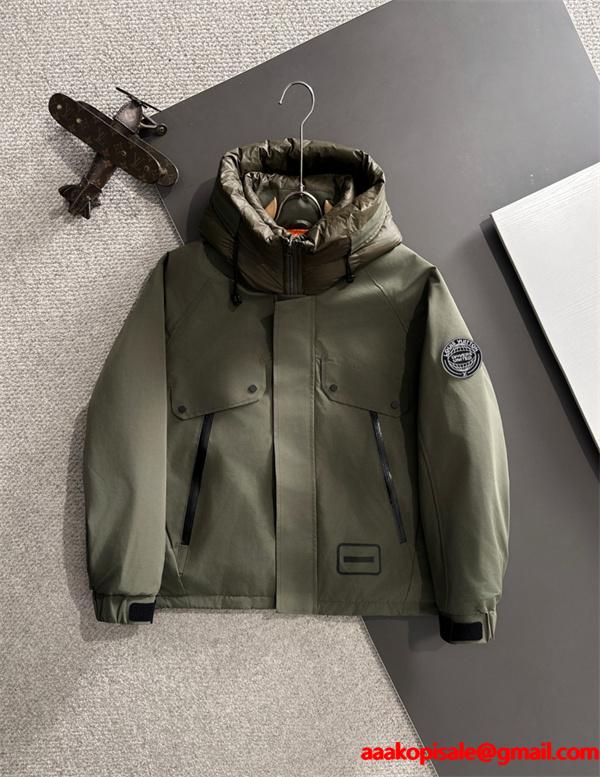 LOUIS VUITTON ルイヴィトン コピー ダウンジャケット カーキ フード付き 中綿 モード系