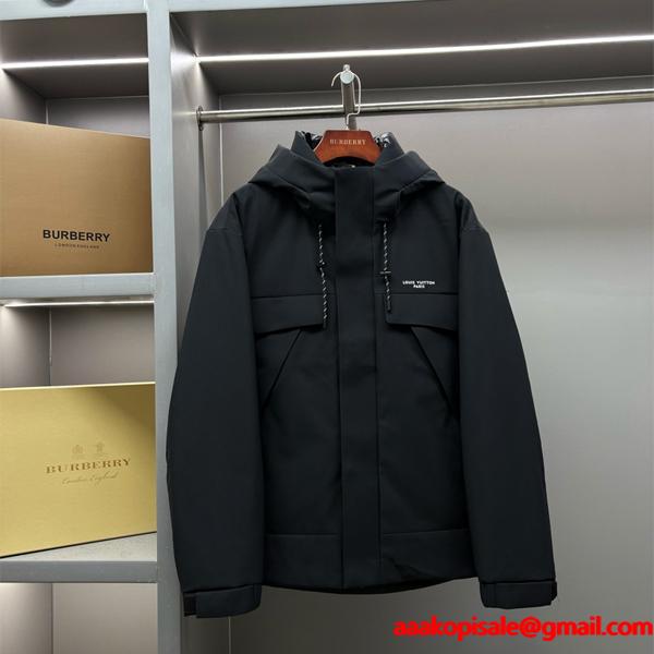 2025秋冬 フード付き LOUIS VUITTON ルイヴィトン コピー ダウンジャケット ブラック 中綿