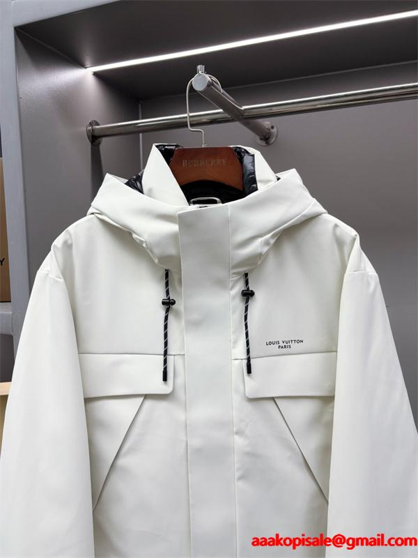 2025秋冬 フード付き LOUIS VUITTON ルイヴィトン コピー ダウンジャケット ブラック 中綿