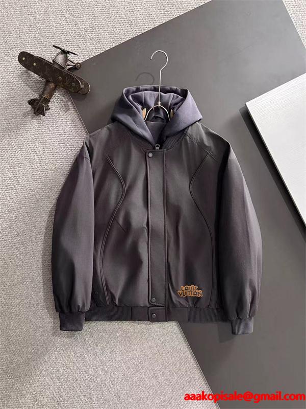 ジップブルゾン グレー フード付き メンズ モード LOUIS VUITTON ルイヴィトン スーパーコピー