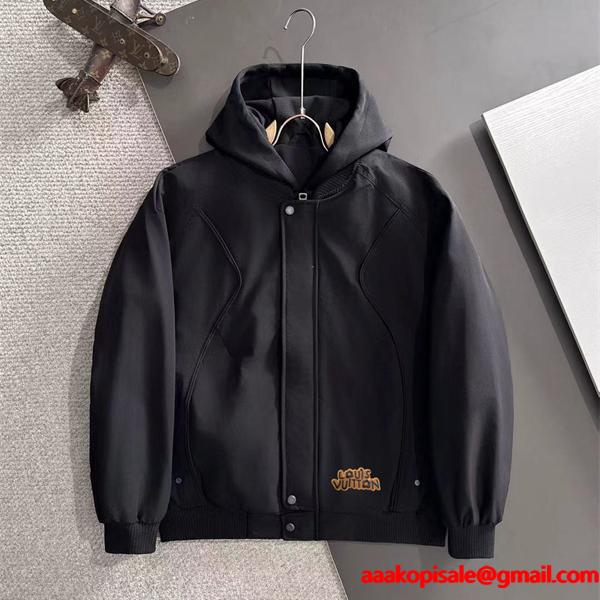 ジップブルゾン グレー フード付き メンズ モード LOUIS VUITTON ルイヴィトン スーパーコピー