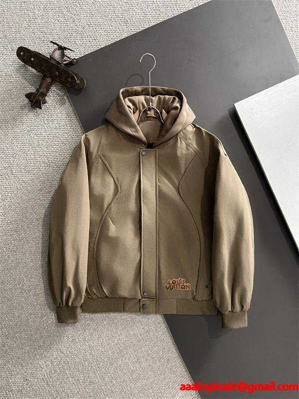 ジップブルゾン グレー フード付き メンズ モード LOUIS VUITTON ルイヴィトン スーパーコピー