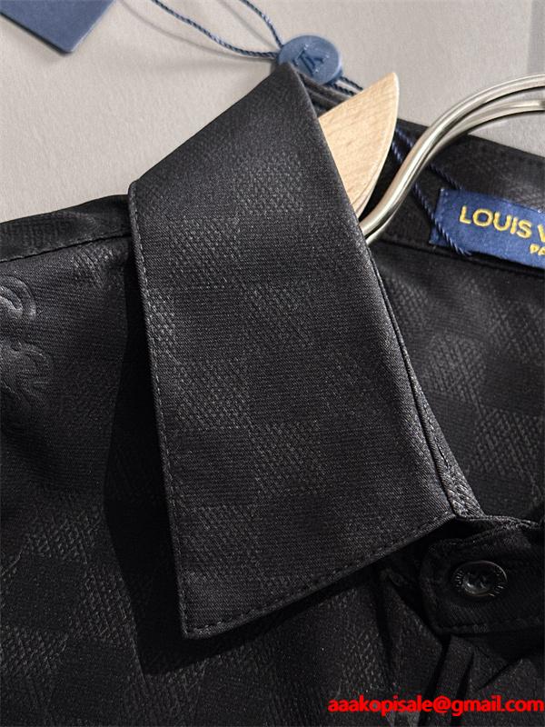 LOUIS VUITTON ルイヴィトン コピー 長袖 シャツ ブラック 無地 メンズ 当店イチオシ