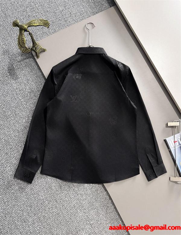 LOUIS VUITTON ルイヴィトン コピー 長袖 シャツ ブラック 無地 メンズ 当店イチオシ