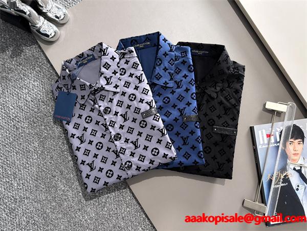 2025秋冬 総柄 シャツ ブルー 長袖 メンズ お洒落 LOUIS VUITTON ルイヴィトン コピー