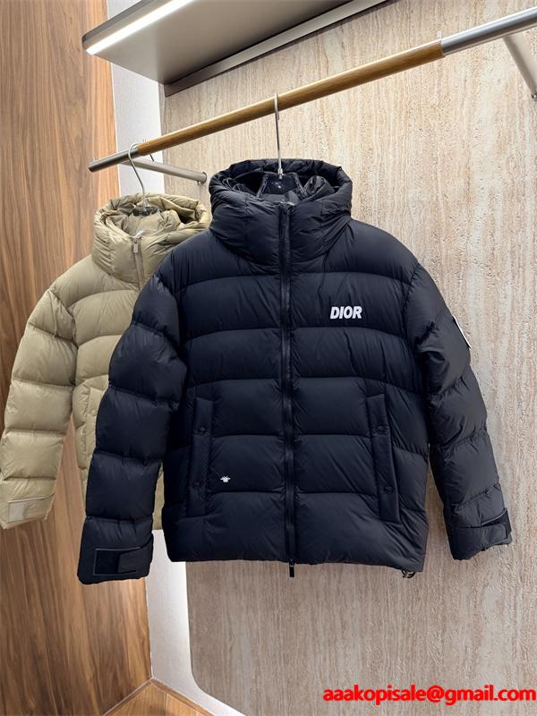 注目度抜群！ダウンジャケット ベージュ フード付き 防寒 DIOR ディオール コピー