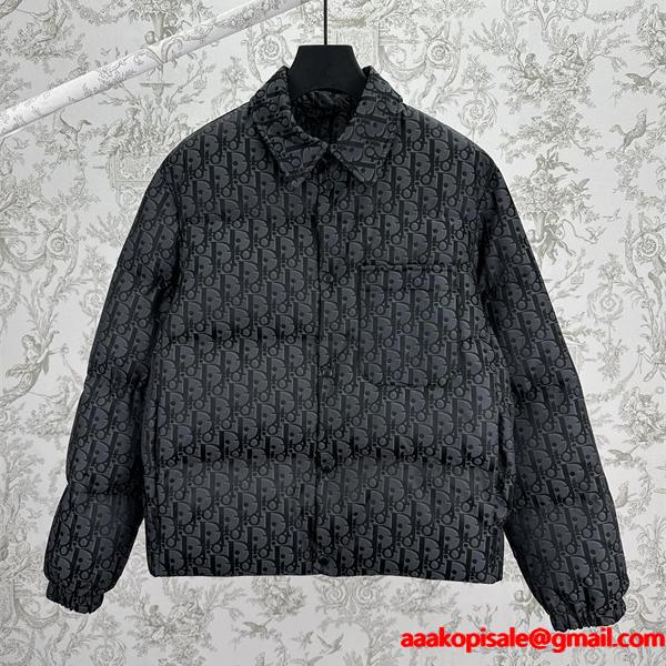 DIOR ディオール コピー 存在感抜群 ダウンジャケット 総柄 ブラック メンズ 保温