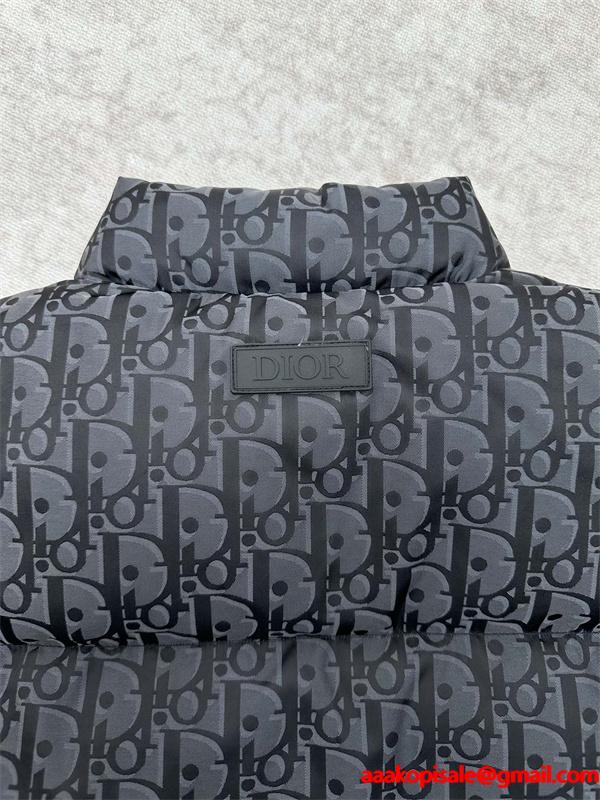 DIOR ディオール コピー 存在感抜群 ダウンジャケット 総柄 ブラック メンズ 保温