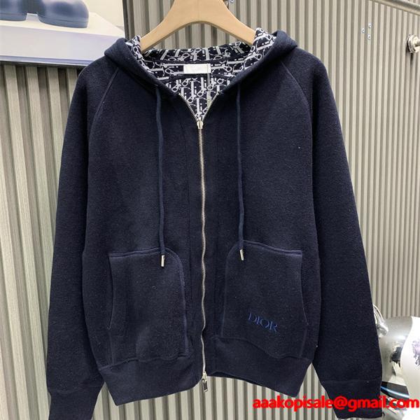 トレンド ジップパーカー ネイビー メンズ モード系 DIOR ディオール コピー