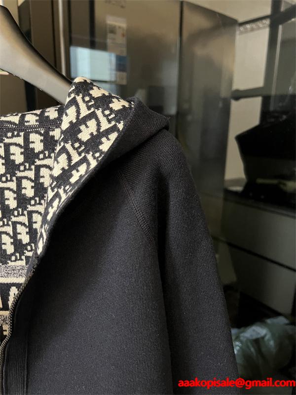今季注目 DIOR ディオール コピー ジップパーカー 総柄 ブラック 2025秋冬 存在感