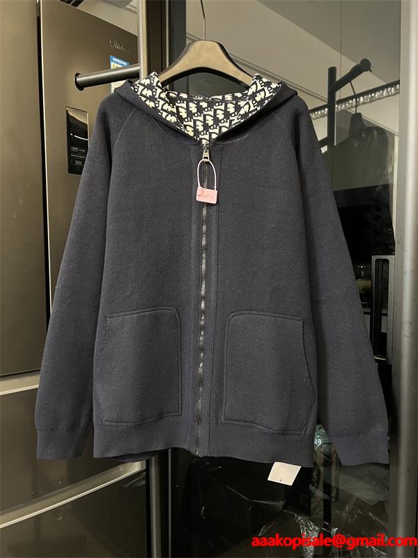 今季注目 DIOR ディオール コピー ジップパーカー 総柄 ブラック 2025秋冬 存在感