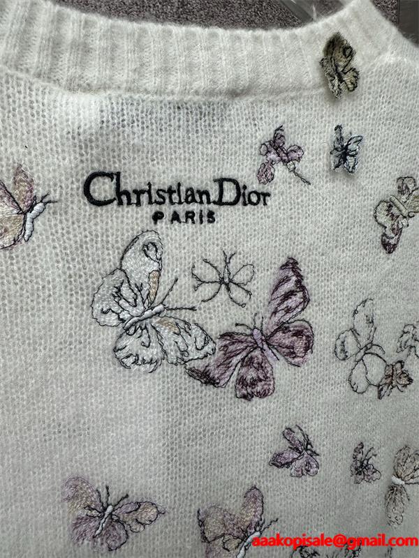 洗練デザイン ニット ホワイト レディース  2025秋冬 華やか DIOR ディオール コピー