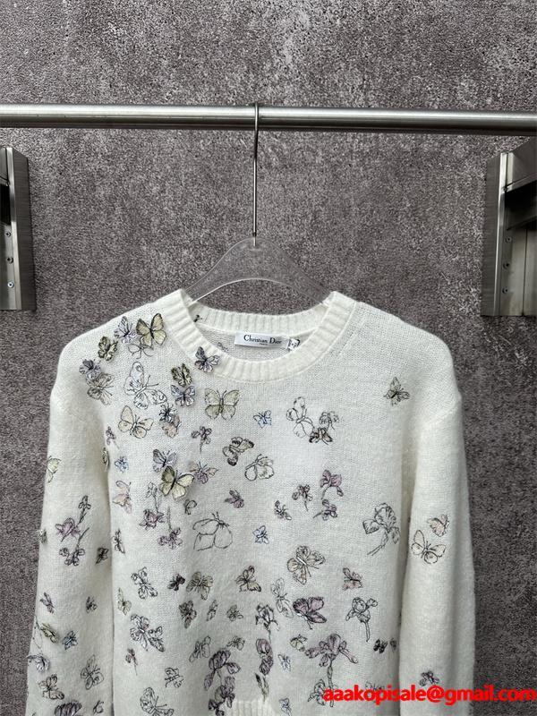 洗練デザイン ニット ホワイト レディース  2025秋冬 華やか DIOR ディオール コピー