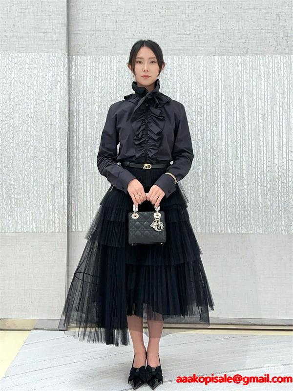 高級感溢れる フリルデザイン DIOR ディオール コピー シャツ ブラック お洒落コーデ