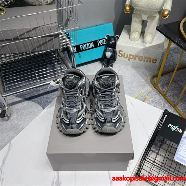 BALENCIAGA 激安 Track.2 スニーカー メンズ 4代 ブラック×グレー 配色 ローカット 厚底 ボリュームソール ダッドシューズ