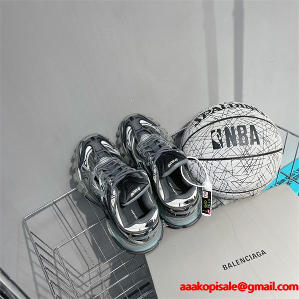 BALENCIAGA 激安 Track.2 スニーカー メンズ 4代 ブラック×グレー 配色 ローカット 厚底 ボリュームソール ダッドシューズ