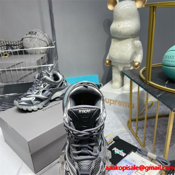 BALENCIAGA 激安 Track.2 スニーカー メンズ 4代 ブラック×グレー 配色 ローカット 厚底 ボリュームソール ダッドシューズ