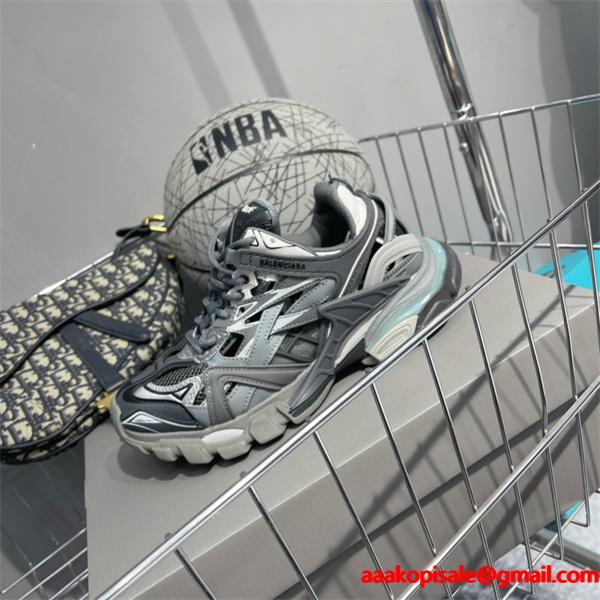 BALENCIAGA 激安 Track.2 スニーカー メンズ 4代 ブラック×グレー 配色 ローカット 厚底 ボリュームソール ダッドシューズ