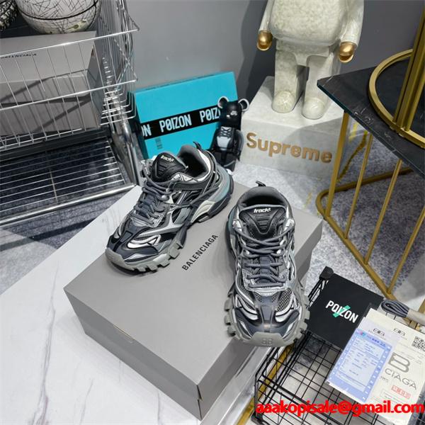 BALENCIAGA 激安 Track.2 スニーカー メンズ 4代 ブラック×グレー 配色 ローカット 厚底 ボリュームソール ダッドシューズ