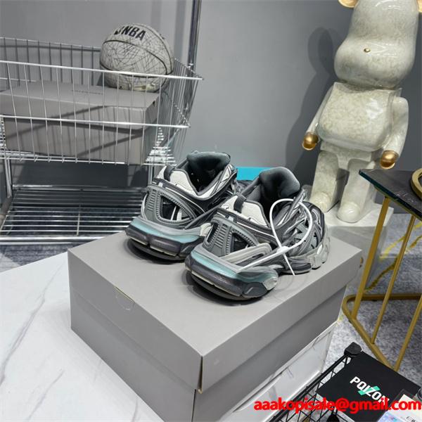 BALENCIAGA 激安 Track.2 スニーカー メンズ 4代 ブラック×グレー 配色 ローカット 厚底 ボリュームソール ダッドシューズ