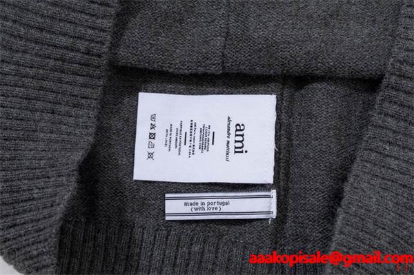 秋冬 保温 ベージュ系 大人カジュアル AMI PARIS アミ パリス コピー ポロ ニット