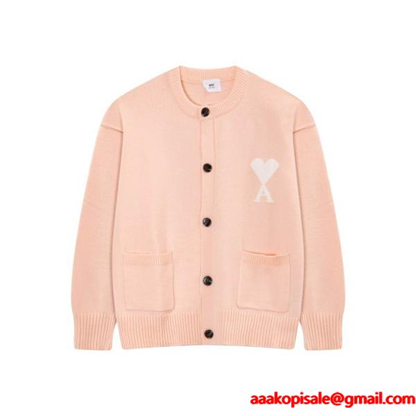 AMI PARIS アミ パリス コピー 2025秋冬 防寒 グレー系 おしゃれ 定番 ニット カーディガン