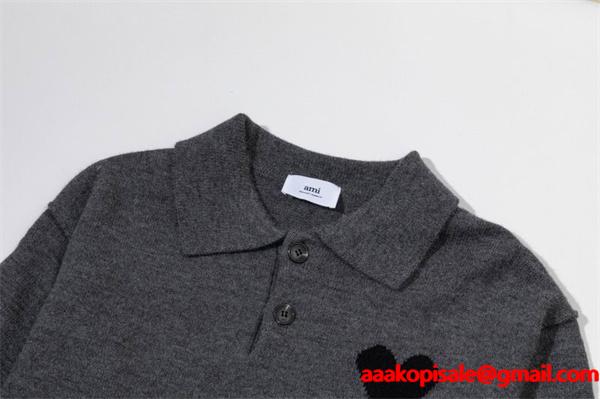 秋冬 厚手 上品 立体編み きれいめ 注目 AMI PARIS アミ パリス コピー ニット