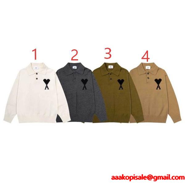 秋冬 厚手 上品 立体編み きれいめ 注目 AMI PARIS アミ パリス コピー ニット