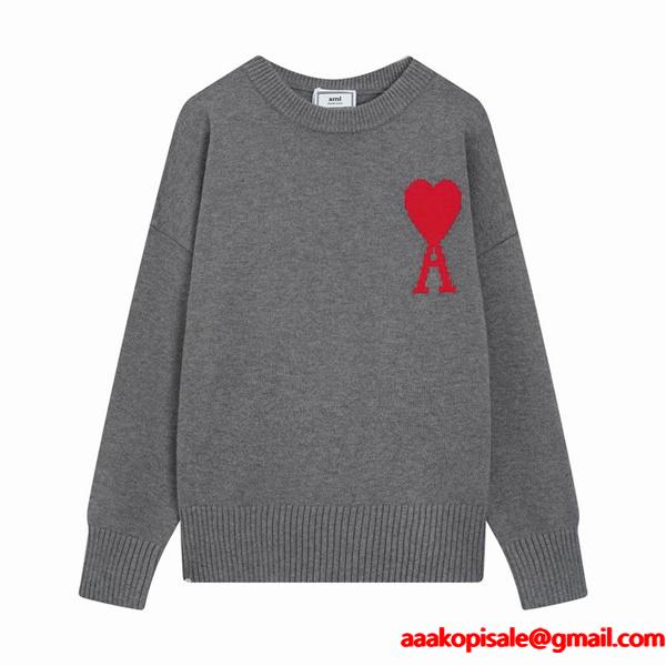 2025秋冬コーデ 柔らか 映える 主役級 人気 ニット AMI PARIS アミ パリス コピー