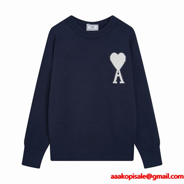 2025秋冬コーデ 柔らか 映える 主役級 人気 ニット AMI PARIS アミ パリス コピー