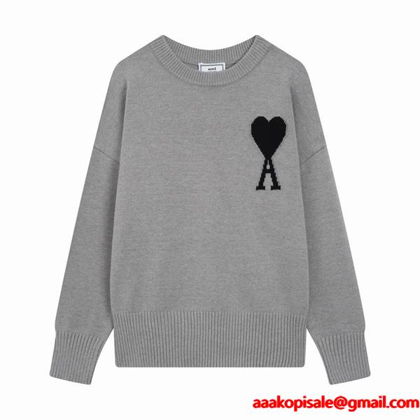 2025秋冬コーデ 柔らか 映える 主役級 人気 ニット AMI PARIS アミ パリス コピー